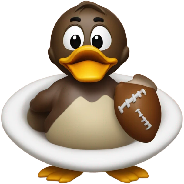 Brutus Buckeye eating a duck emoji