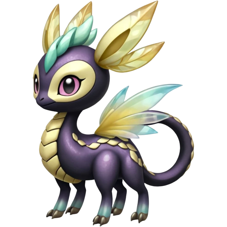 Shiny glossy melanistic oily pastel white bright Meloetta-Giratina-Noibat-Pokémon-Fakémon-fusion-hybrid-creature emoji