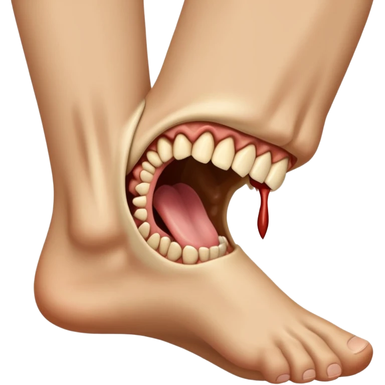 An ankle, being bitten by a mouth emoji