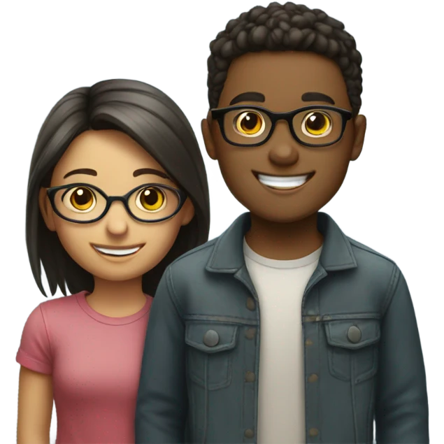 smiling girl with boy indoors glasses emoji