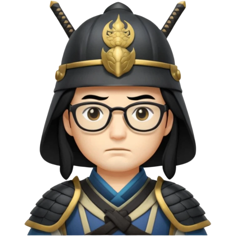 samurai, slim, long hair , glasses emoji