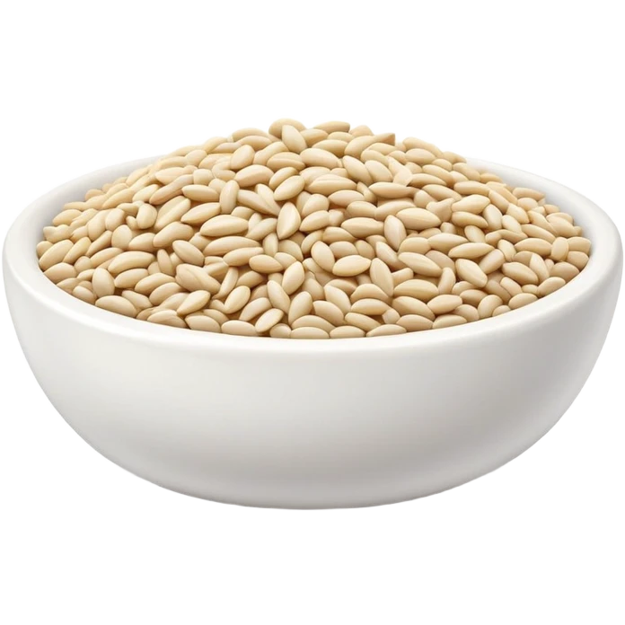 Small white sesame seeds in a ceramic bowl, food ingredients emoji