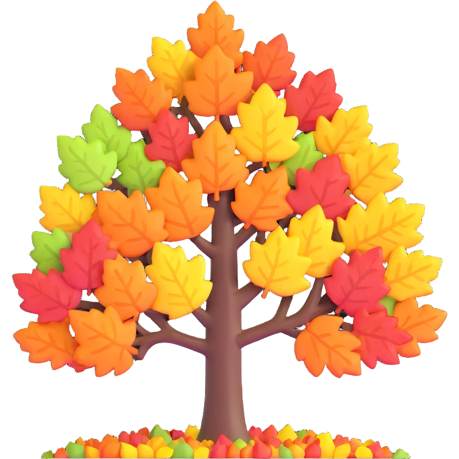tree in the fall with colorful autumn leaves emoji
