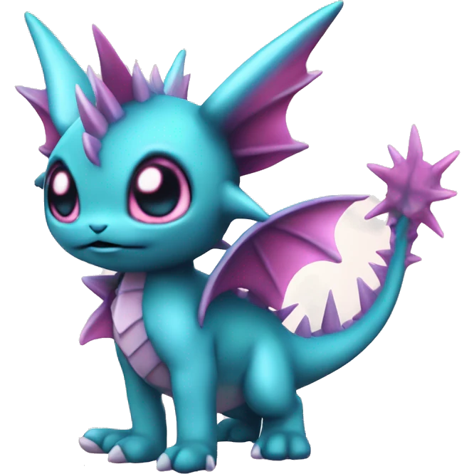 Pink Edgy Vaporeon dragon With Fins and spikes full body emoji
