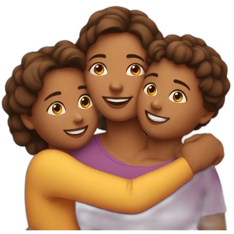 mother with her kids are hugging emoji