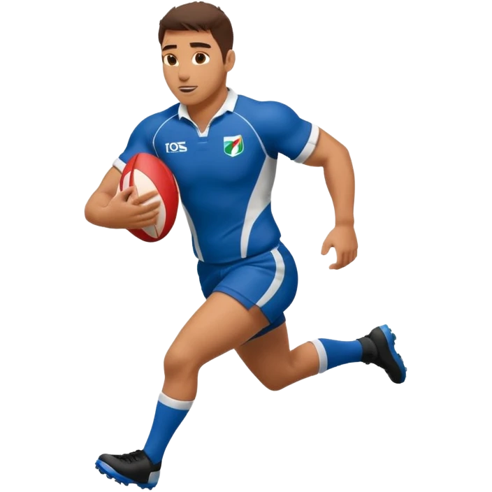 Rugby player with ball running emoji