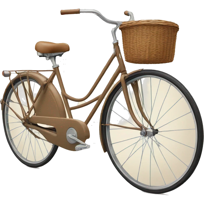 vintage light brown bike with front basket  emoji