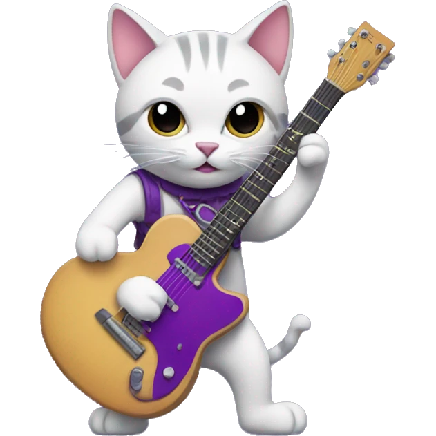 Cat with purple guitar emoji