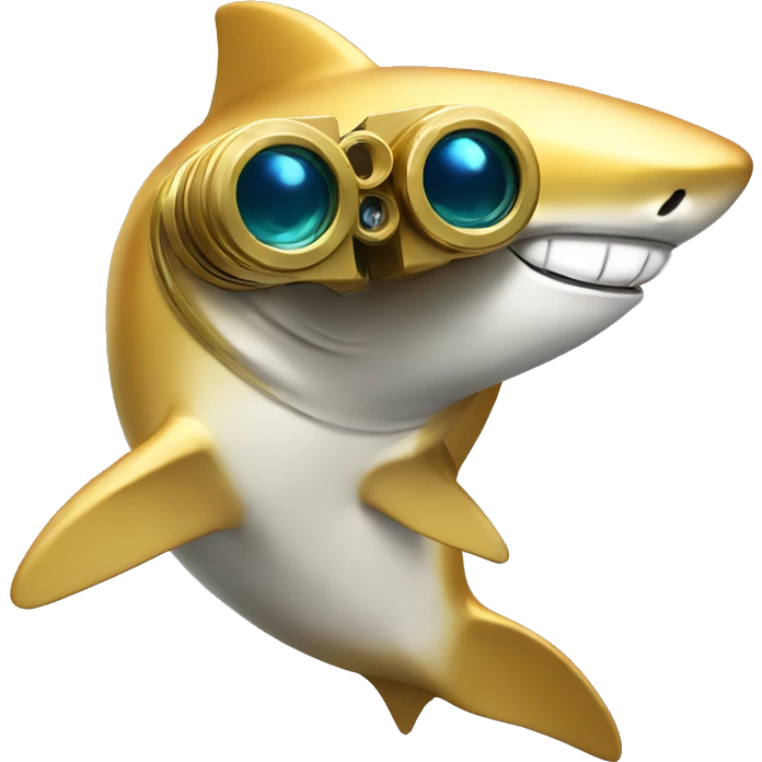 golden shark with binoculars emoji