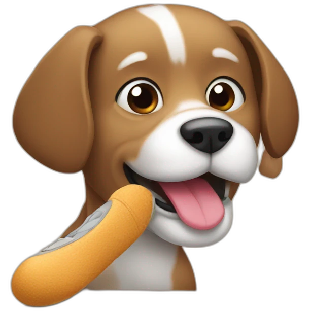 a dog chewing a slipper emoji