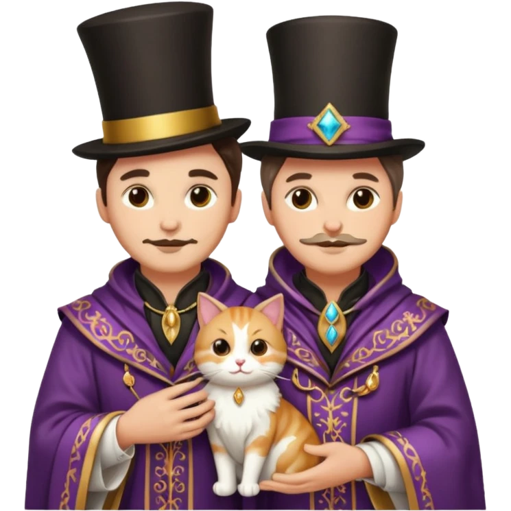 magician couple and their pet cat emoji