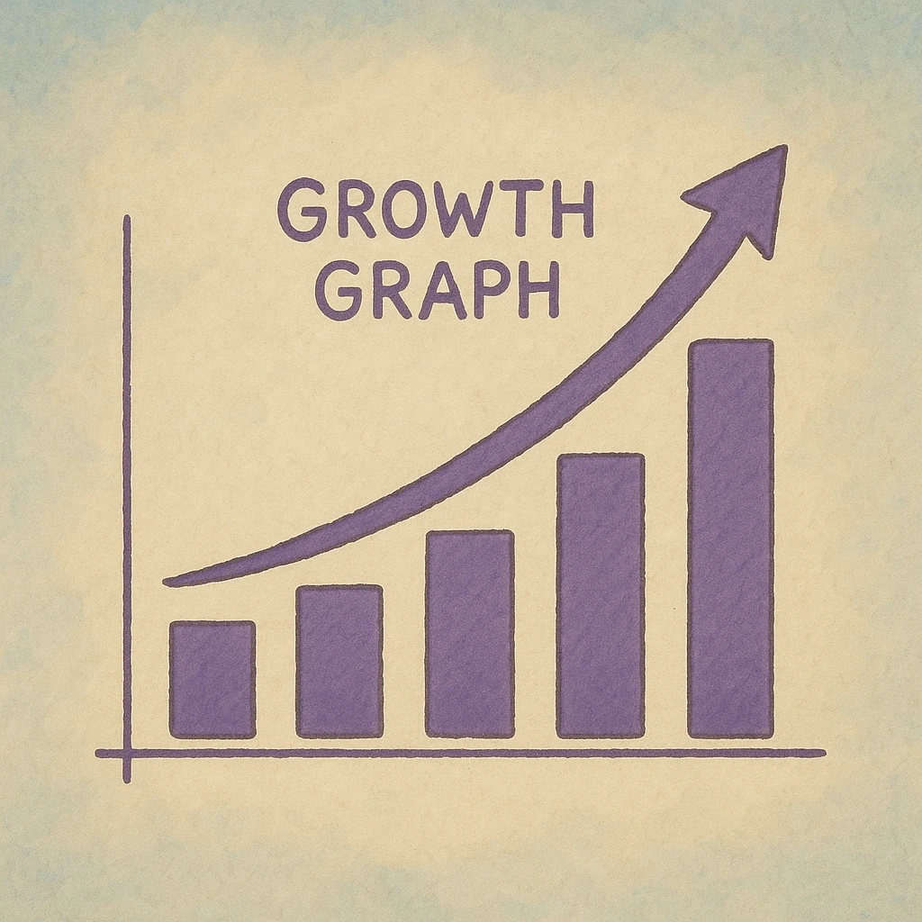 growth graph in purple, ghibli style emoji