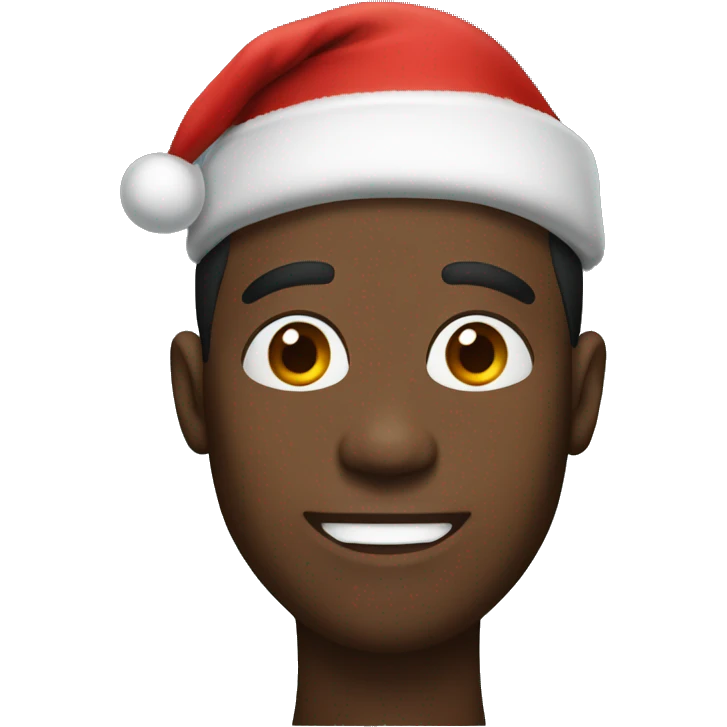 a black man with big jawline and a christmas hat emoji