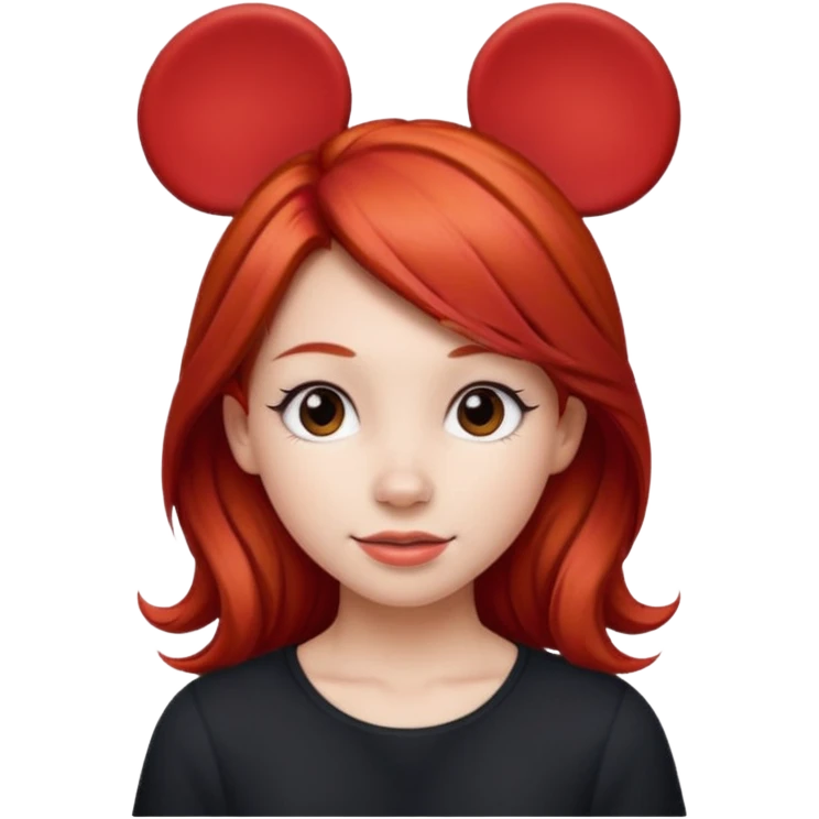 red haired girl with red mickey ears emoji