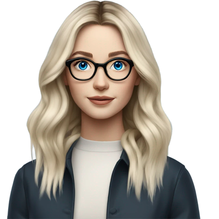 Shoulder length Balayage pale model lady with glasses and blue eyes  emoji