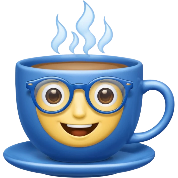 talking teacup blue with glassess emoji
