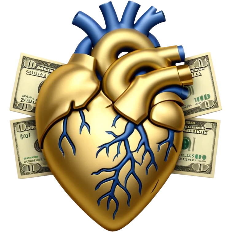 Anatomical heart with money emoji