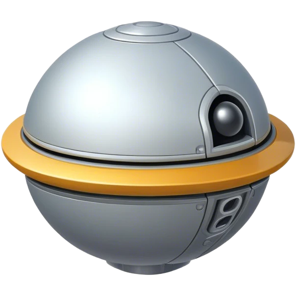 a simple, spherical spaceship shaped like a ball, with a smooth surface and minimalistic details. Use a plain background. emoji