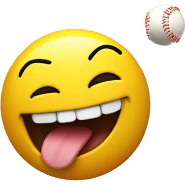 Smiley face sticking his tongue out catching a baseball  emoji