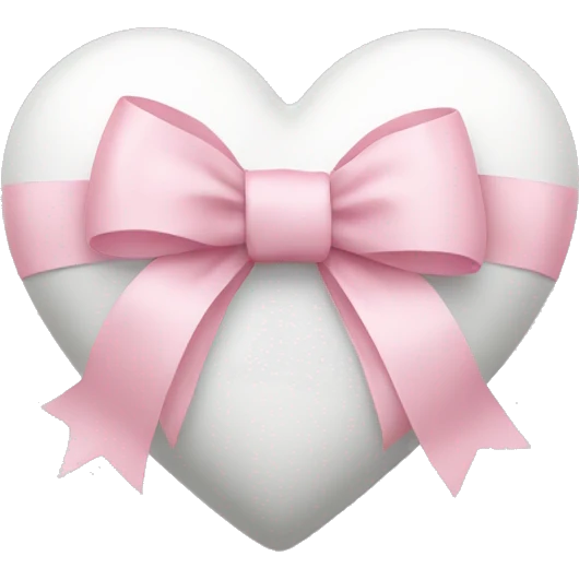 White heart with light pink ribbon bow emoji