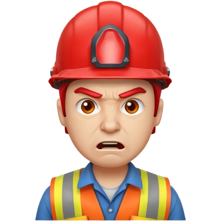 engineer with red helmet, angry expression, annoyance, furious emoji