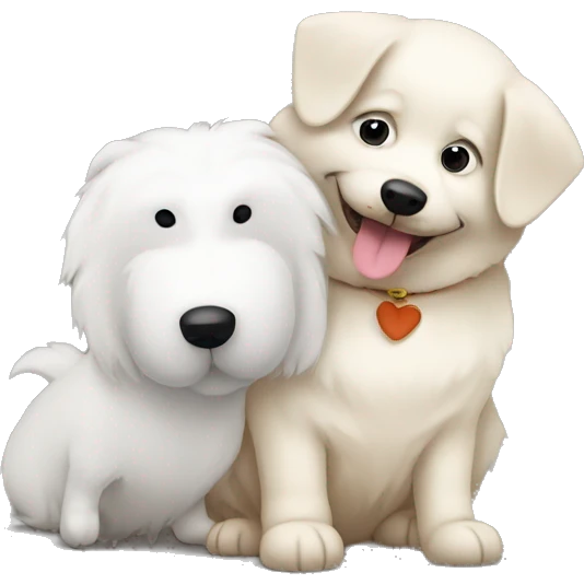 Samoyed hugging a dachshund emoji