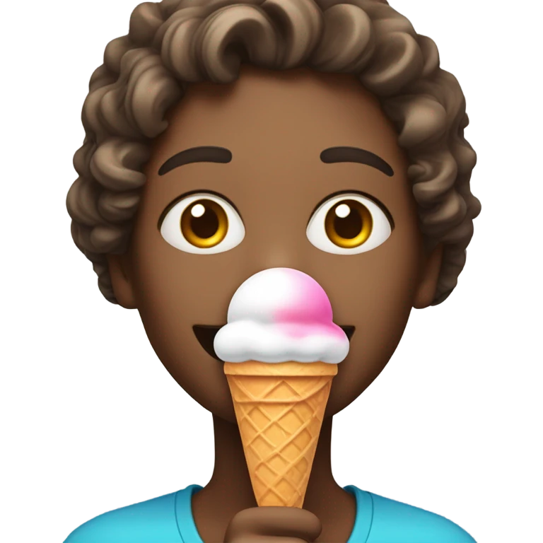 Blushing face eating ice cream  emoji