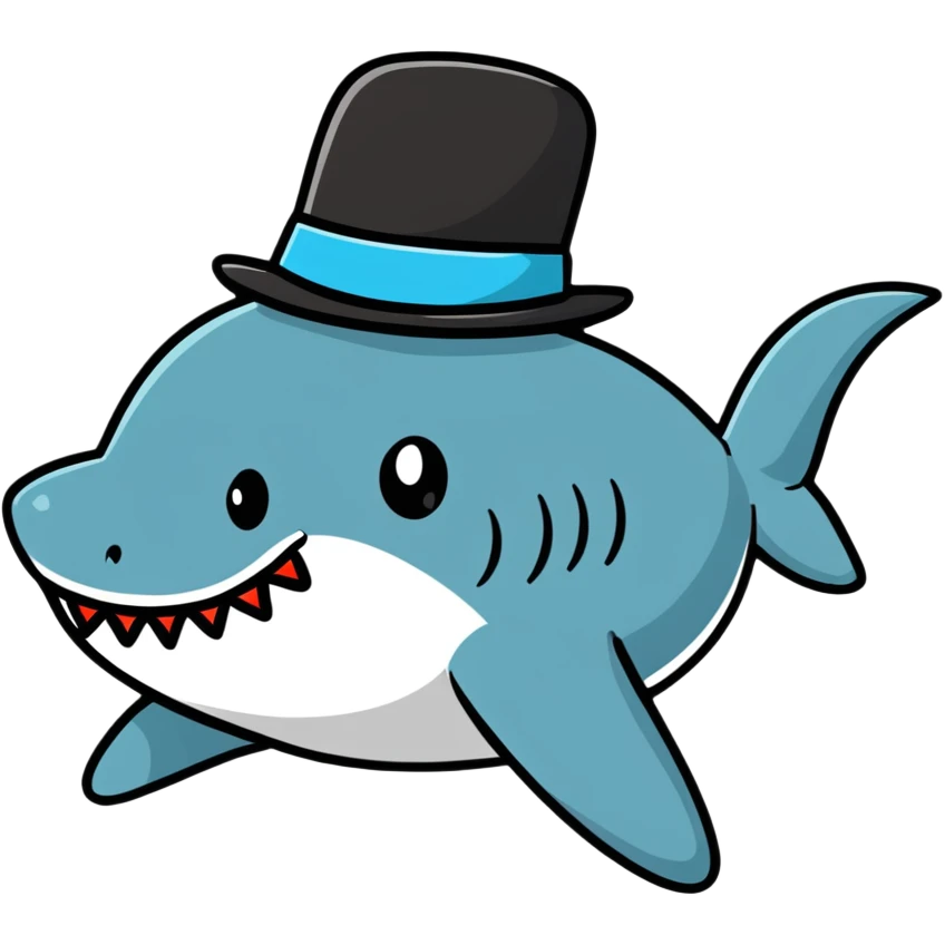 Shark with a top hat emoji
