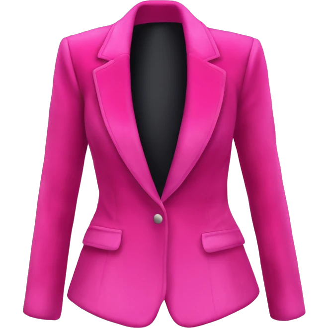 Realistic isolated open hot pink velvet feminine fashion blazer jacket. emoji