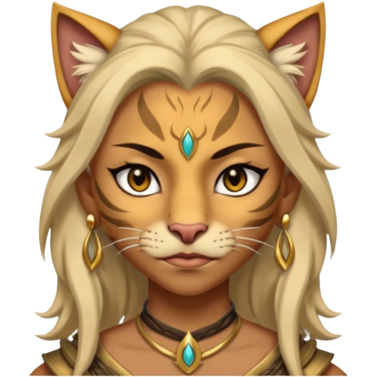 ESO female khajiit warrior with lashes and earrings emoji