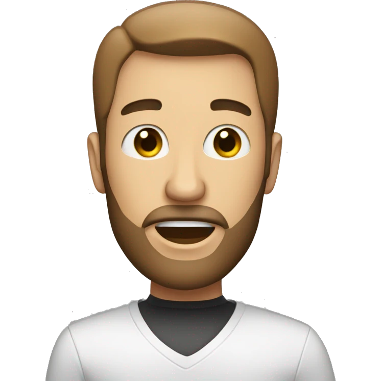 white male, short head, bearded, brown-eyed, sing in microphone  emoji