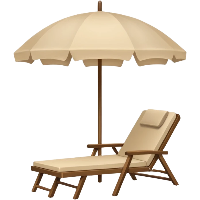 coconut beige lounge chair and umbrella, simple emoji