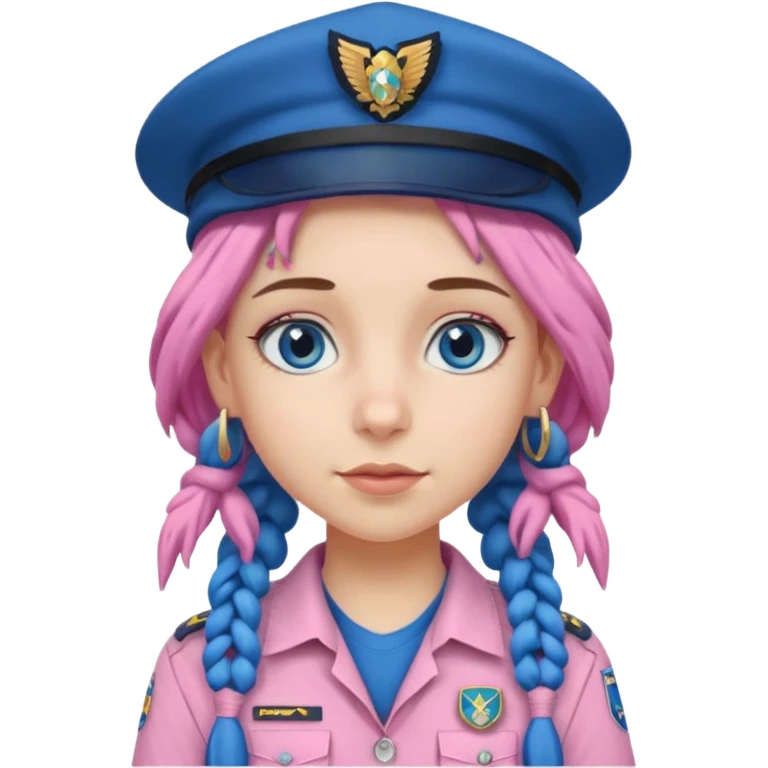 very pretty girl big blue eyes, scout girl with pretty pink uniform, blue dreadlocks, and big earrings and scouts hat emoji