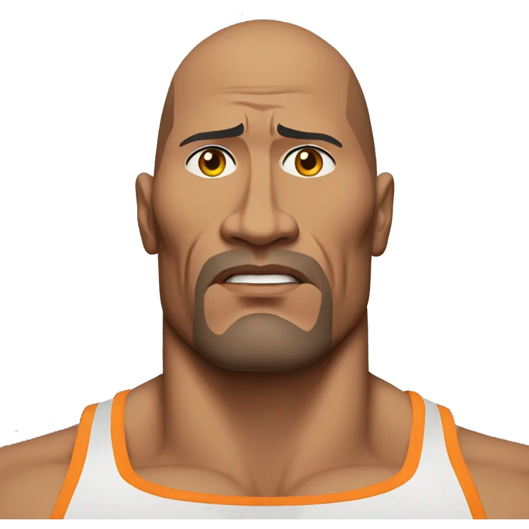 dwayne johnson in tanktop serious face from waist emoji