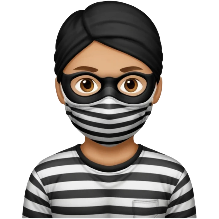 thief, with stripped shirt, facemask emoji