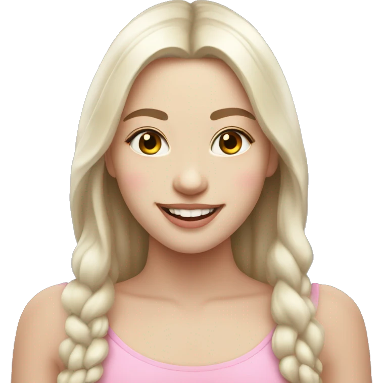 smiling slavic girl with white skin and pink light lips emoji