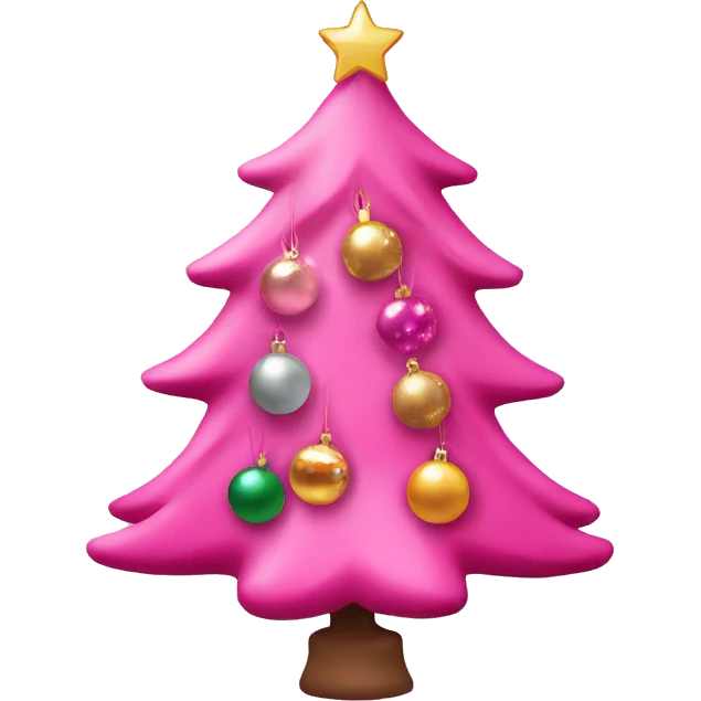 Pink Christmas tree with ornaments emoji