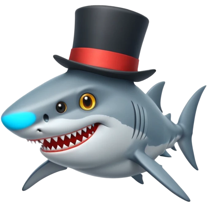 Shark with a top hat emoji