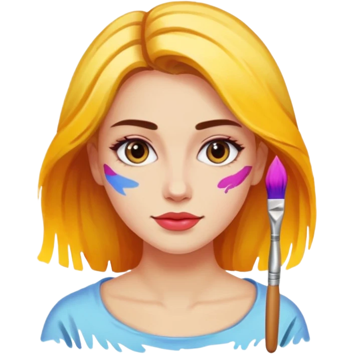 women painting color emoji