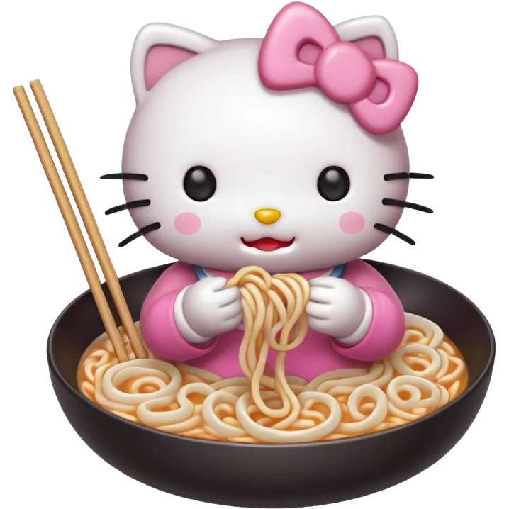 Hello Kitty eating udon noodles emoji
