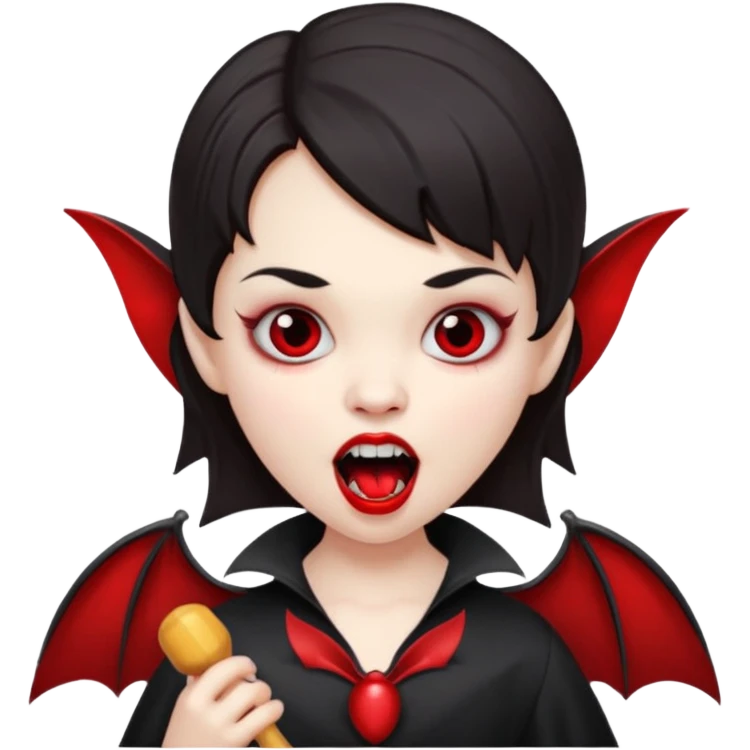 vampire child with toy bat open mouth emoji