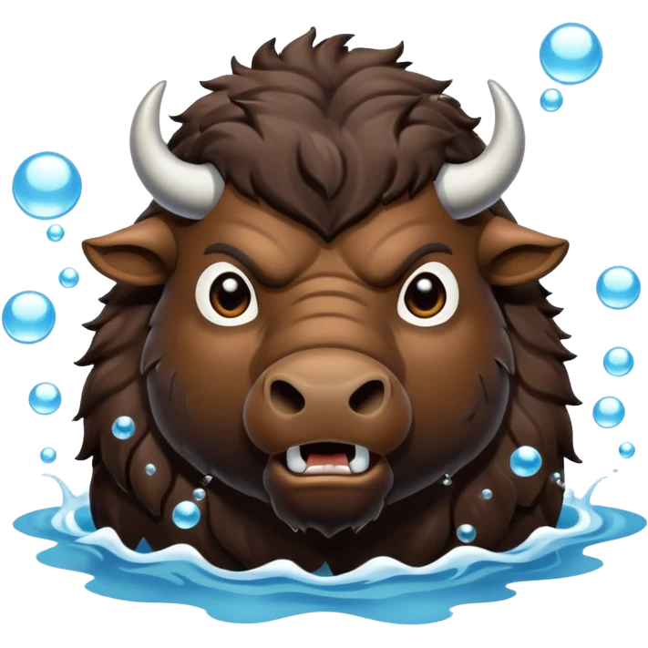 Angry buffalo in the water blowing bubbles  emoji