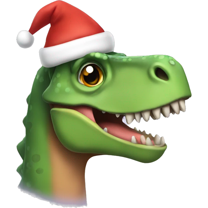 Dinosaur in a Christmas hat emoji