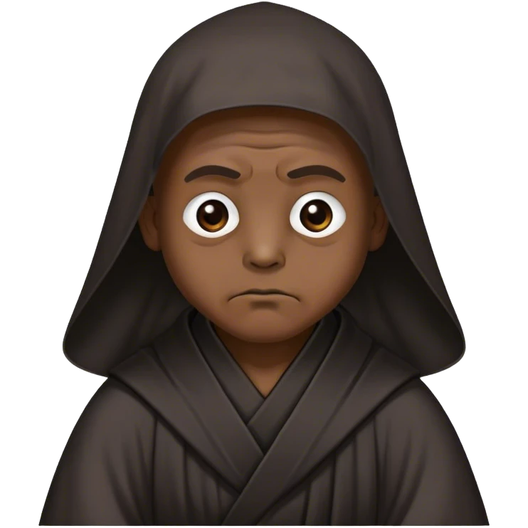 A silent monk with deep wrinkles, his black robe blending into the void, only his solemn eyes visible emoji