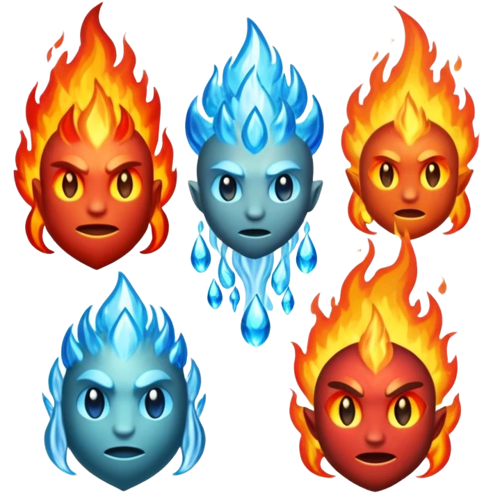 dnd elemental with 4 elemental heads emoji