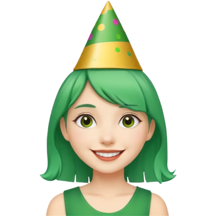 party hatted green haired girl emoji