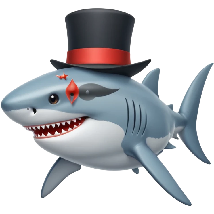 Shark with a top hat emoji