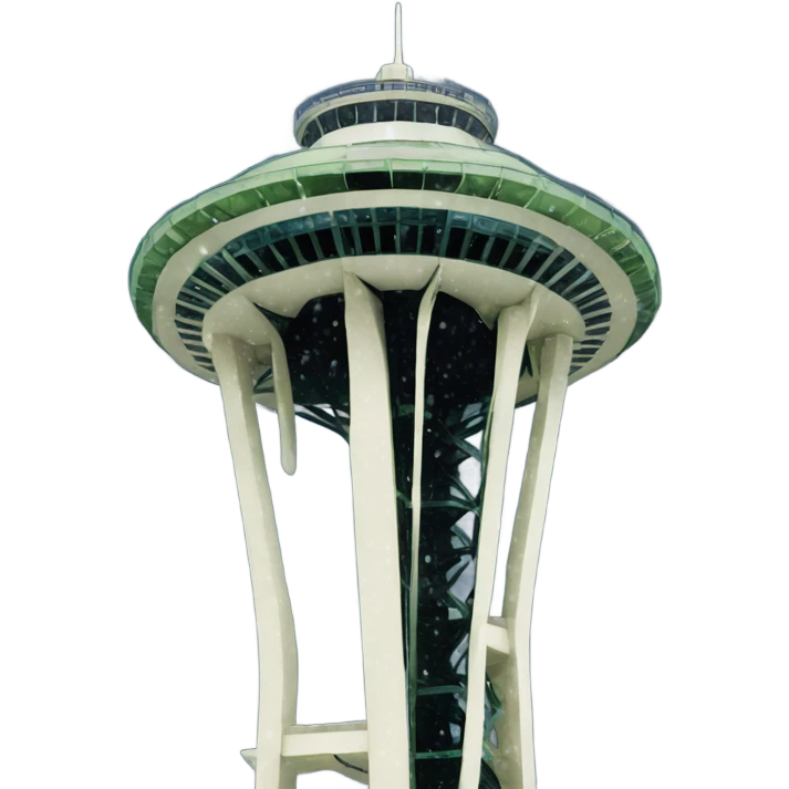 Seattle tower in a snowstorm emoji