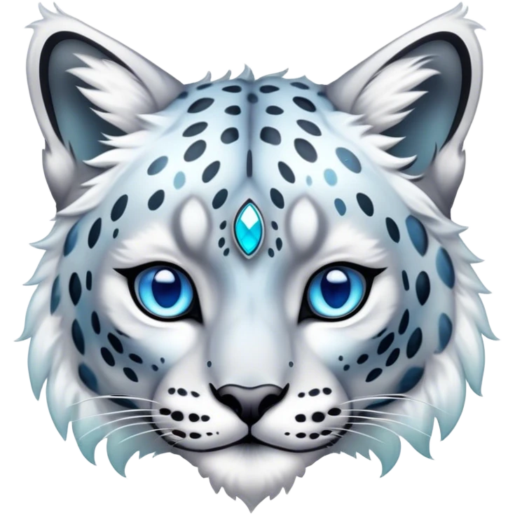 Cute cool edgy Colorful vibrant transparent iridescent luminescent ethereal fantasy-lynx-snow-leopard-animal, full-body emoji