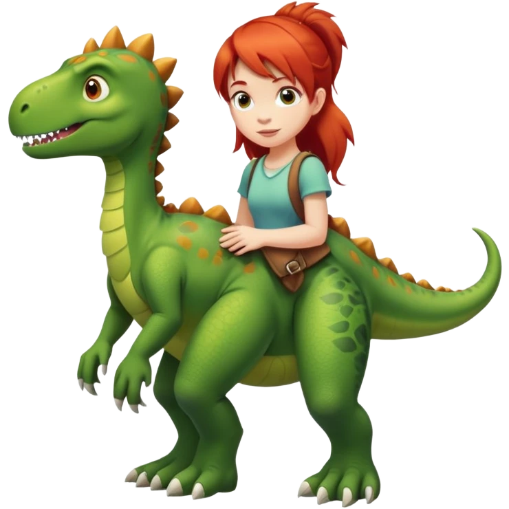 Red-haired girl with a dinosaur tail and animal paws instead of hands and feet emoji